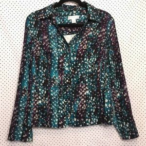 Christopher & Banks Large Jacket Teal Blue Purple
